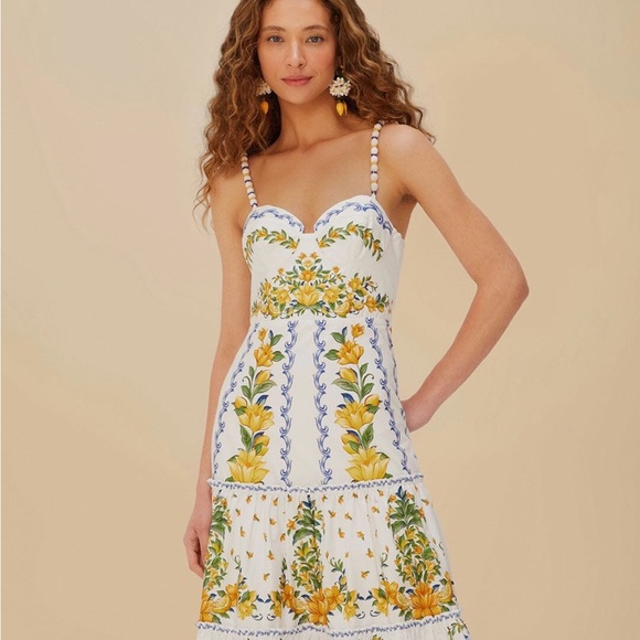 FARM Rio White and Yellow Floral Midi Dress - Picture 2 of 7